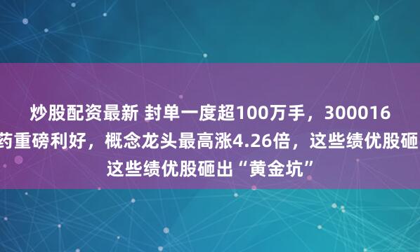 炒股配资最新 封单一度超100万手，300016涨停！创新药重磅利好，概念龙头最高涨4.26倍，这些绩优股砸出“黄金坑”